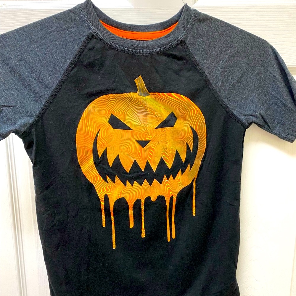 Halloween Pumpkin shirt glow in the dark short sleeve Graphic Tee black orange 8